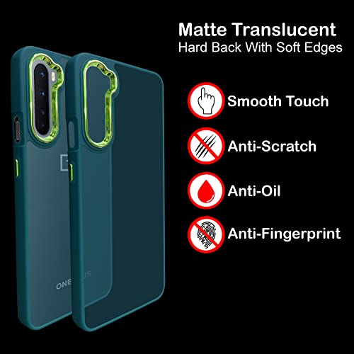 Image of A rtistque Frosted Translucent Back Cover Case for Oneplus Nord | Electroplated Chrome Ring | Raised Camera Edges for Protection | Smooth Sides TPU - Green