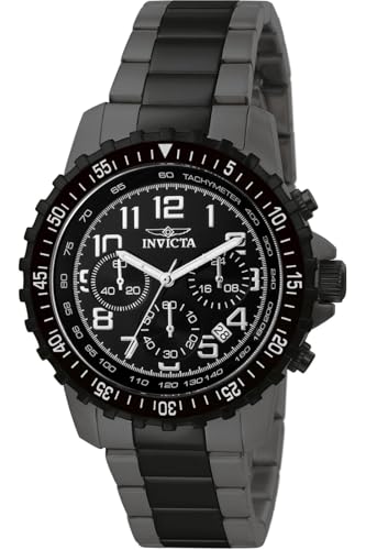 Invicta Men's 1328 Chronograph Black Dial Two-Tone Stainless-Steel Watch