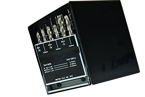 18 pcs M2.5x0.45 to M12x1.75 2.05 to 10.2MM HSS Metric Flute Tap & Drill Set 404-7257 P)