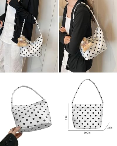 Bolso Hobo de Nylon con Lunares para Mujer miniatura 6