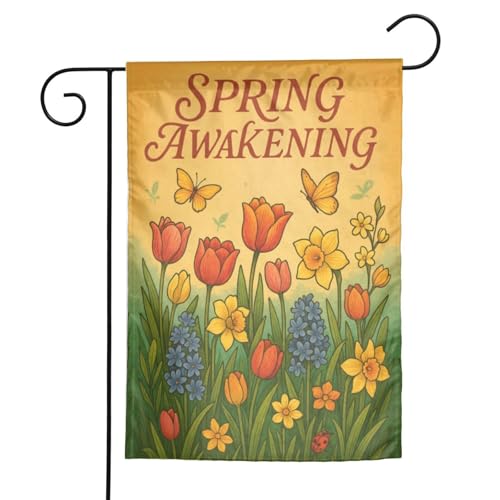 CXZFH Garden Flag Spring Awakening with Blossoms and Butterflies Yard Flag Outdoor Porch Decor Lawn Sign 12'x18'