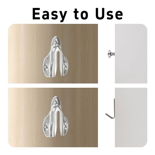 Image of 30Pcs Brushed Silver Keyhole Hangers, Single Keyhole Wall Mount Hanging Plates for Mirrors, Picture Frames, Coat Racks, Wooden Boards