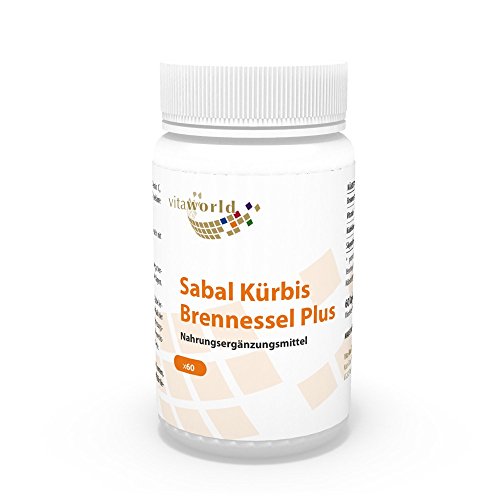 Vita World Sabal (Saw Palmetto) + ortie + citrouille nucléaire 270mg + 60 Capsules Made in Germany