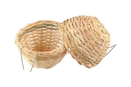 Image of 2pcs Bamboo Bird Nest Cage Handmade Bamboo Bird House Bird Rest Cave Cage for Small Parrot Budgie Parakeet Cockatiel Conure Lovebird Finch Canary