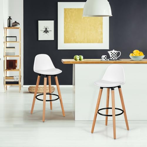 SlickBlue Set de 2 Butacos para Bar de 28.5 Pulgadas con Patas de Madera de Haya y Reposa Pies miniatura 4