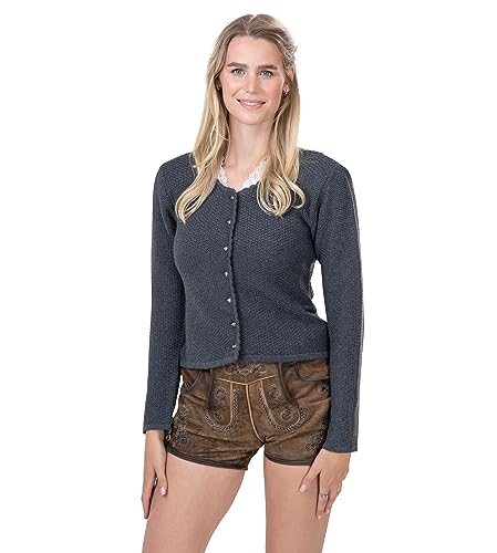 Trachten Strickjacke Damen– Elegante & taillierte Trachtenjacke aus hochwertiger & Leichter Stretch-Baumwolle | Dirndl-Jacke Lena (XXL)
