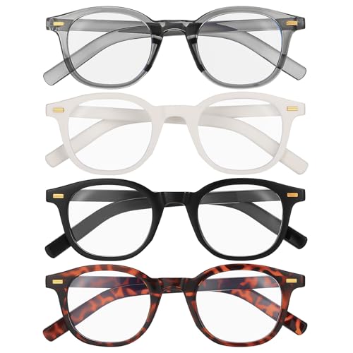Zuimei 4 Pieces Reading Glasses Womens, Blue Light Blocking Lightweight Ladies Readers Glasses for Women Men +2.0
