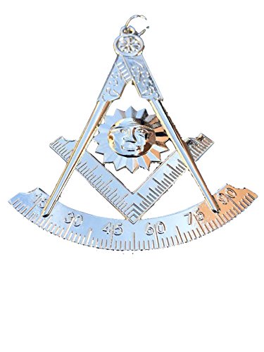 3" Masonic Past Master Master Mason Chain Collar Large Jewel Pendent Silvered Finished
