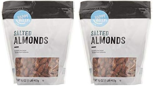 Amazon Brand - Happy Belly California Almond, Roasted & Salted, 16 oz (Pack of 2)