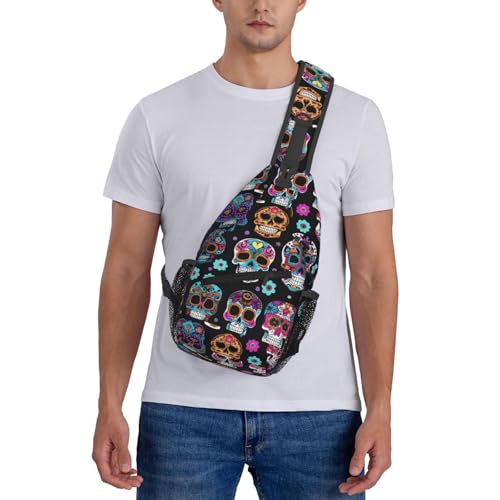 Bolso Bandolera Sugar Skull para Senderismo y Uso Diario miniatura 7