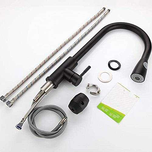 Robinet de Cuisine Noir en Acier Inoxydable avec Douchette Extractible Double Mode