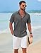 COOFANDY Men Button Up Shirt Summer Short Sleeve Shirts Casual Shirts Beach Vacation Shirts A-Dark Grey