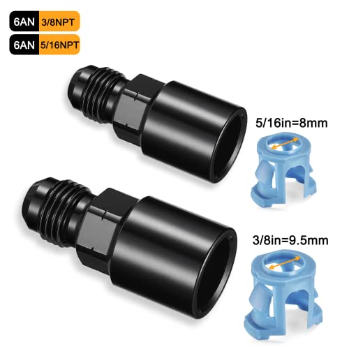 SYKRSS 2 PCS 6AN Male Flared to 3/8", 5/16" SAE Quick Connect Female Push-On EFI Aluminum Connector Fitting Fuel Adapter Connector — view 3