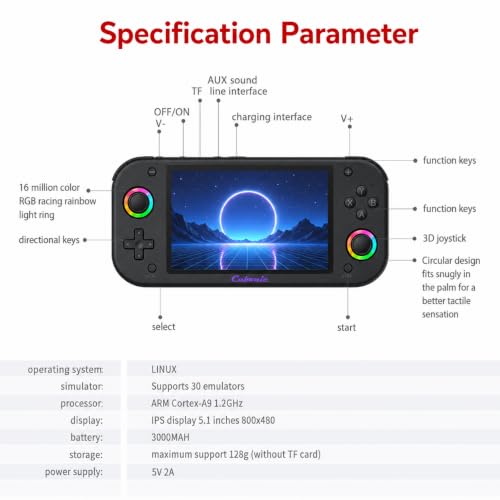 Image of Cubonic M26 Portable Gaming Console, Beige, 5.1 inch HD Display, 20000+ Preloaded Retro Games, Built-in Stereo Speakers, Expandable Storage, Classic Controls, RGB Dual Joystick, 3000mah Battery Life (VividGo M26 Black)