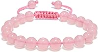 Vista 203 de Adjustable Crystal Bracelet – Gemstone Bead Bracelet with Adjustable Macrame String – Chic Gemstone Bracelet for Men and Women – 8mm Round Healing