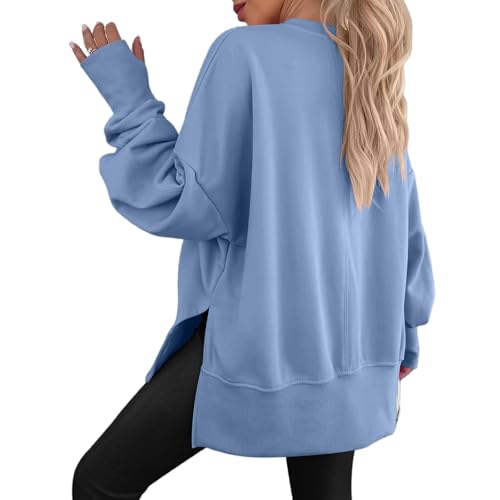 Women Oversized Sweatshirts Thumb Hole Long Sleeve Sweatshirts Lightweight Side Split Casual Pullover Tops Y2K Outfits4