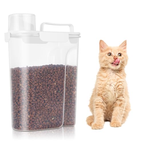 ODOMU Airtight Cat Dog Food Storage Container 5-7lbs, 5 Liters Pet Dry Food Container with Large Pouring Spout, Cup and Seal Buckles, Travel Food Dispenser for Small Animals, Bird Seed, Puppy, etc.