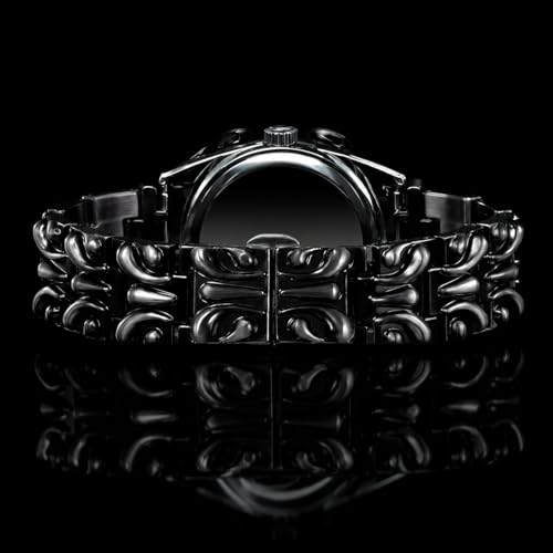 Image of Gothic Watch for Men - Crimson Eclipse, Sunburst Dial Stainless Steel Designer Wrist Watch, Stylish Fashion Watch