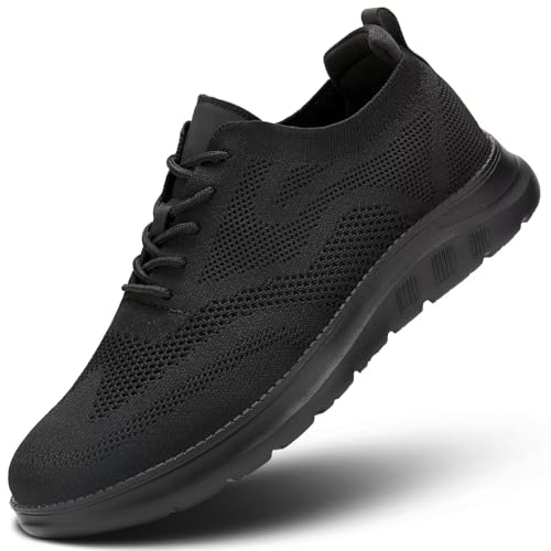 Mens Oxfords Business Shoes Fashion Mesh Lightweight Soft Sole Casual Dress Walking Work Sneakers Comfortable Black