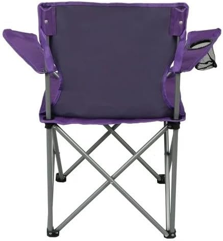 Miniatura 3 de Silla de campamento plegable cuádruple básica azul real para adultos con portavasos (morado)