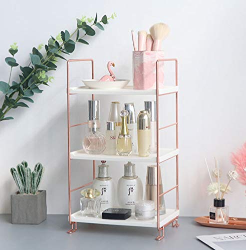 Preisvergleich Produktbild WANDOM Desktop Kosmetik Aufbewahrungsbox Hause Europäischen Schminktisch Badezimmer Rose Gold Hautpflege Mehrschichtige Rack Kunststoff