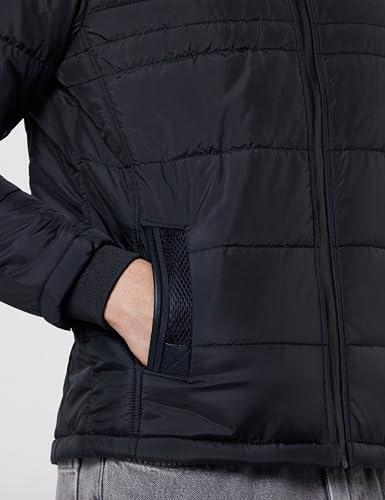 Image of Qube By Fort Collins Men's Nylon Standard Length Regular Fit Quilted Bomber Jacket with Detachable Hood - Winter Warm, Insulated Lining, Ribbed Cuffs, and Stylish Design