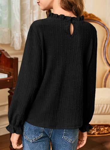 Girls Shirts Long Sleeve Lightweight Tops 2025 Fall Fashion Blouses Knit Crewneck Basic Tee 6-13 Years2