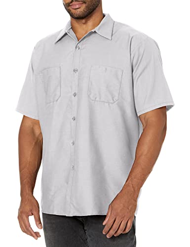 Red Kap Men's Industrial Work Shirt, Short Sleeve, Silver Grey, Large