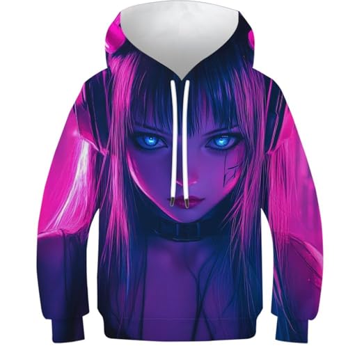 Sweat à capuche fille diable 3D streetwear pour enfant ado 11-13 ans