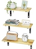 EKNITEY Schweberegale rustikal Holz Metall - Schweberegal Wand Regal mit Vintage hängeregal für Küche Wohnzimmer Schlafzimmer Büro Badezimmer (3 Stück)