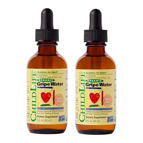Image of CHILDLIFE ESSENTIALS Organic Gripe Water for Babies - Gripe Water Newborn, Gas Drops for Newborns, Baby Drops for Gas & Colic Relief, Infant Gas Relief with Ginger, Fennel, Dill - 2 Fl Oz (Pack of 2)