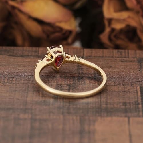 1 Carat Pear Gemstone Vintage Engagement Ring for Women 925 Sterling Silver/10K/14K/18K Solid Gold Yellow Gold Garnet Wedding Promise Anniversary Rings for Her Wife Bridal3