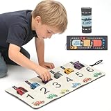 Portable Toy Car Storage Roll and Playmat - Travel Car Carrier Organizer Case for 6 Small Cars Compatible with Hot Wheels & Matchbox,Toddler Quiet Play Activity Mat for Airplane, Restaurant(ONLY CASE)