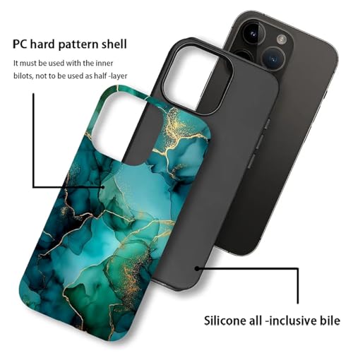Coque iPhone 13 Pro Max antichoc esthétique marbre doré bleu sarcelle - 4