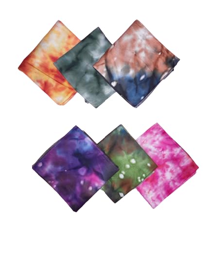 King size Pure Cotton 56 * 56 CM Long Unisex Multicolor Tie and Dye Pack Of 6 Neck Head Cover Wrap Handkerchief Overlock-image-42
