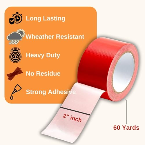 Image of Heavy Duty Waterproof Duct Tape - Strong Adhesion, No Residue, Indoor & Outdoor Use - Works on Metal, Wood, Glass & More (2 inch inch * 60 Yards)