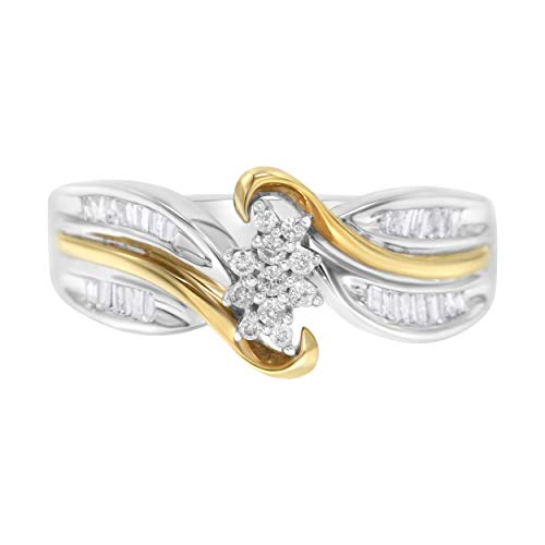 Haus of Brilliance 14K Two-Toned Round and Baguette Cut Diamond Ring (1/3 cttw, H-I Color, SI2-I1 Clarity)