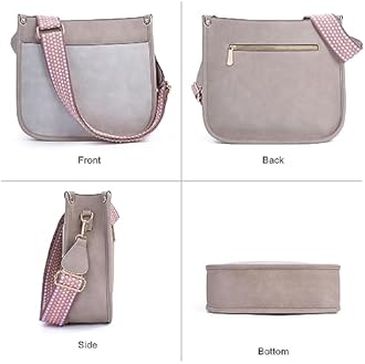 HKCLUF Crossbody Bags for Women Trendy Vegan Leather Hobo Handbags With 2PCS Adjustable Guitar Strap Shoulder Bucket Bags