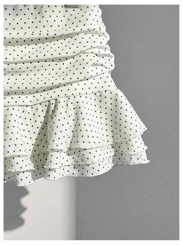 Milumia Women's Polka Dots Ruffle Layered Mini Skirt Y2k Low Waist Ruched Flowy Skirts3