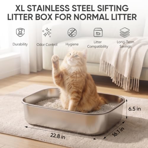Arenero de Acero Inoxidable para Gatos Grandes miniatura 5