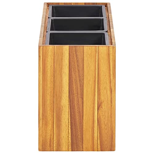 Macetero de madera de acacia jardinera exterior rectangular para plantas de jardín 5