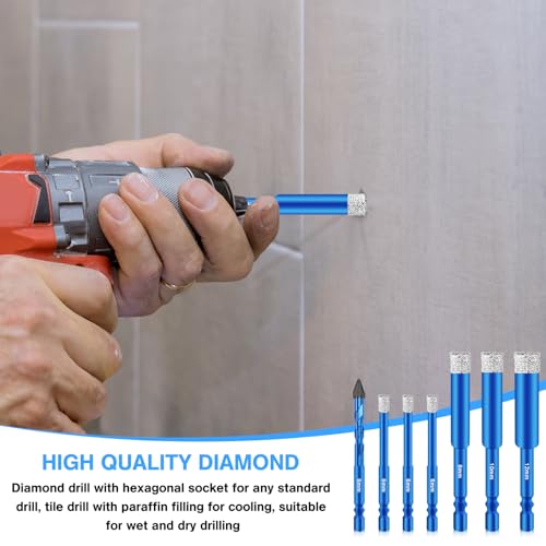 Pilikoll 7 Pcs Diamond Core Drill Bits Set Diamond Drill Bit with Hex Shank Vacuum Brazed Hole Saw diamond Hole Saw Core Drill Bit for Glass Ceramic Porcelain Marble(6/6/6/8/10/12/6mm) 7 Pilikoll 7 Pcs Diamond Core Drill Bits Set Diamond Drill Bit with Hex Shank Vacuum Brazed Hole Saw diamond Hole Saw Core Drill Bit for Glass Ceramic Porcelain Marble(6/6/6/8/10/12/6mm) - Image 7