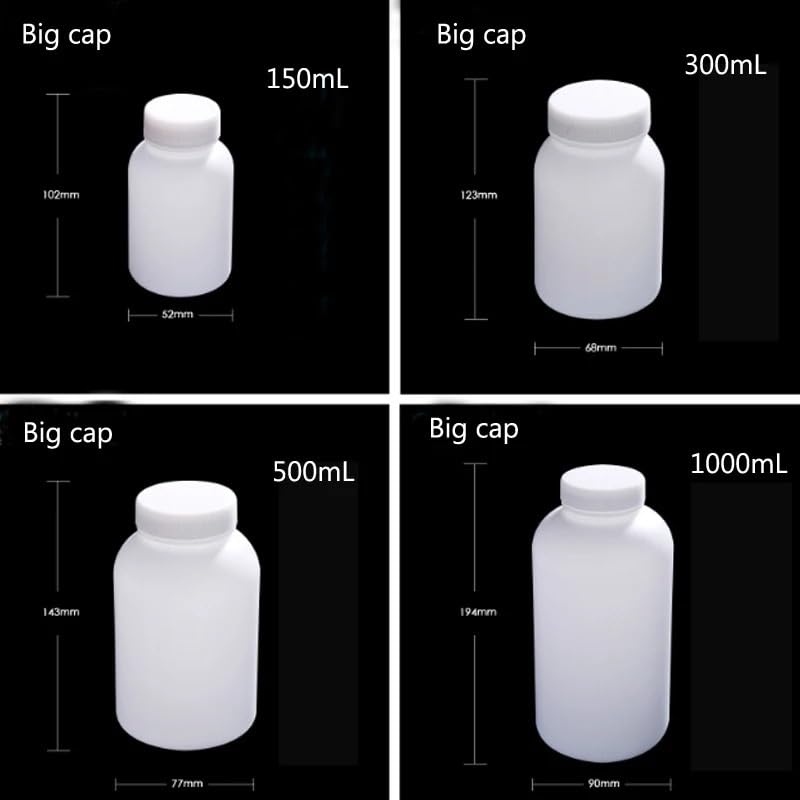 Frasco de muestra de plástico de boca ancha de 50 ml a 2000 ml, frasco de reactivo de HDPE for laboratorio (negro, 500 ml, 10 unidades)(Big 250mL 20pcs)