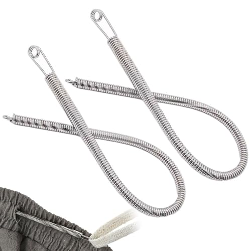 2 PCS Spring Drawstring Needle Threader DIY Rope Threader Clip Drawstrings Replacement with Easy Threaders Drawstring Threader Tool Set for Drawstring Replacement for Hoodies Pants