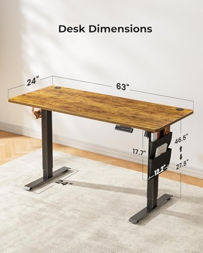Image of Marsail Standing Desk,Home Office Adjustable Heights Table,Stand Up Desk,63x24 Desktop Sit Stand Gaming Computer Deskfor Study,Writing with 4 Memory Presets,Headphone Hook,Cable Organizer,White