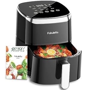 Air Fryers 4 Qt, Fabuletta 9 Cooking Functions Smart Air Fryers, Shake Reminder, Powerful 1550W Electric Hot Air Fryer,Tempered Glass Display, Dishwasher-Safe & Nonstick, Quiet
