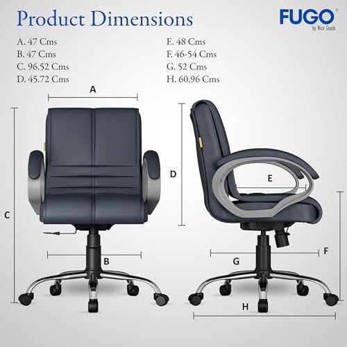 Image of FUGO FG235 with 3 Years Warranty Ergonomic Medium Back Office Chair with Adjustable Height, Cushioned Back&Seat, Tilting Mechanism, Heavy-Duty Metal Base, Perfect for Work, Study and Office (Grey)