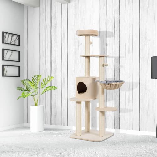 GYMAX Albero Tiragraffi Gatto, Palo Tiragraffi