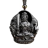 [Agst-chi] 賢者の守護石 墨玉 黒翡翠 ペンダント 梵字 御本尊 八尊仏 不動明王 両面彫刻 ネックレス