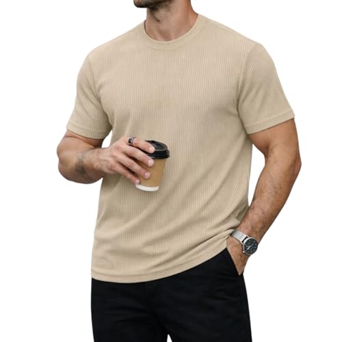 Image of Mack Jonney Men's Striped Ribbed Black Half Sleeve T-Shirt | Premium Soft Stretch Fabric | Casual Wear Round Neck Tee-M6358